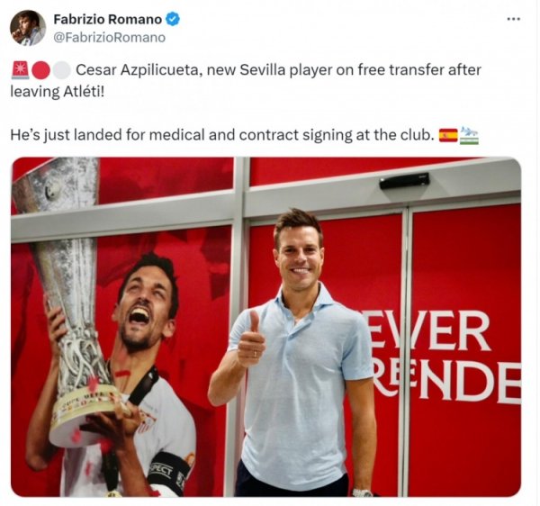 Romano: Aspiricueta 36 tuổi sẽ tham gia Sevilla mà không cần visa và đã đến kiểm tra y tế