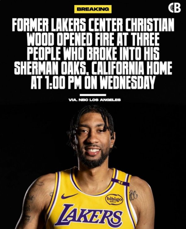 Truyền thông Mỹ: Cựu trung vệ Lakers Wood bị cướp tại nhà, bắn tự vệ để dọa 3 tên côn đồ